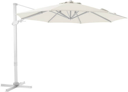 AXI Cyrus Premium Zweefparasol Rond Ø 300 cm in Wit / Beige Ronde Parasol voor tuin met Aluminium Frame Bruin