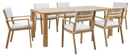 AXI Jada Tuinset met 6 stoelen in Hout look & Beige Dining set voor tuin in Aluminium / Polyester
