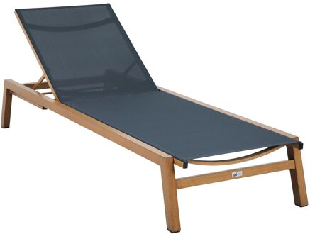 AXI Logan Ligbed in Hout Look / Antraciet Lounger met Aluminium frame verstelbaar in 5 standen Grijs