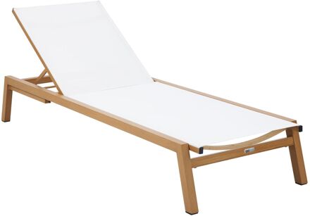 AXI Logan Ligbed in Hout Look / Crème Lounger met Aluminium frame verstelbaar in 5 standen Beige