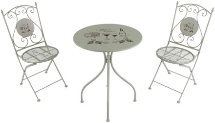 AXI Maxime 3-delige Mozaïek Bistroset Romantisch Wijn Crème Bistro Set met tafel & 2 stoelen Beige