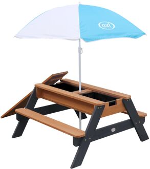 AXI Nick Picknicktafel / Zandtafel / Watertafel voor kinderen in antraciet/bruin met parasol Multifunctionele Picknick Grijs