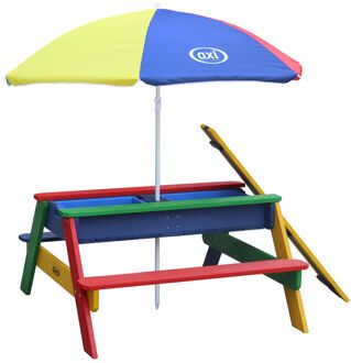 AXI Nick Picknicktafel / Zandtafel / Watertafel voor kinderen in regenboog kleuren met parasol Multifunctionele