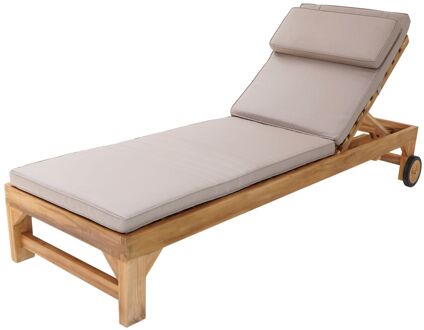 AXI Rama ligbed van Teak Hout met kussen Lounger verstelbaar in 4 standen Beige