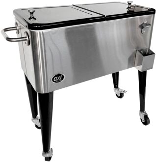 AXI Retro cooler RVS / Zilver Outdoor Koeler op wielen met 76L inhoud Grijs