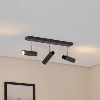 Axion plafondlamp, 3-lamps, zwart/goud, lang, staal zwart, goud