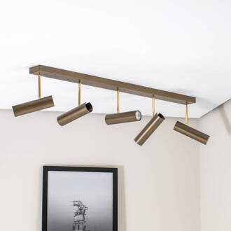 Axion plafondlamp, 5-lamps, titaniumkleurig, langwerpig, staal