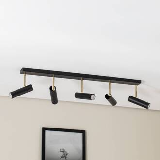 Axion plafondlamp, 5-lamps, zwart/goud, lang, staal zwart, goud