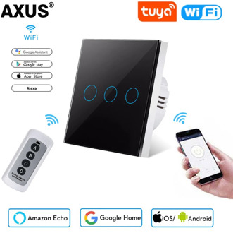AXUS EU Standard 1/2/3 Gang 1 Way WiFi Wall Light Touch Switch Tuya Smart Life for Google Home Alexa Voice Control Need neutral