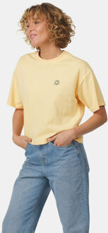 Ayacucho Cropped Mini Embroidery Tee Dames Geel - XS