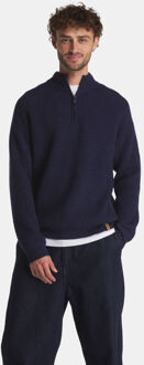 Ayacucho Skagen Rib 1/4 Zip Wollen Trui Blauw - L