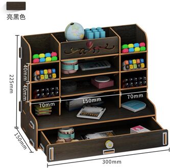 Ayane Creatieve Pen Container Opbergdoos Kleine Rooster Office Desktop Plank Studenten Thuis Persoonlijkheid Eenvoudige Pen Organizer B-zwart