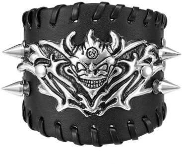 Ayliss 1pc Stijl Punk Pu Leer Schedel Armband Armband Verstelbare Maat 6.5 8 Inch heren cool Armband Sieraden