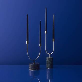 AYTM Grasil kandelaar, goud/zwart, breedte 25 cm, marmer goud, zwart