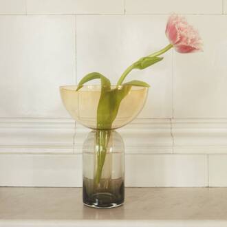 AYTM Vaas Torus, amberkleurig, Ø 25 cm, hoogte 33 cm, glas amber, rookgrijs