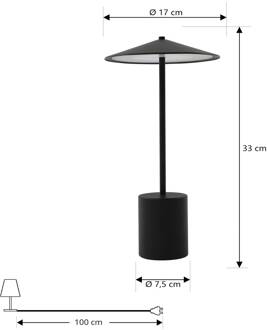 Ayva LED oplaadbare tafellamp, dimbaar, zwart