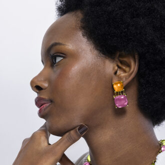 Azara oorbellen afgewerkt in 18k geel goud Veelkleurig - One Size