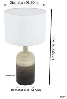 Azbarren Tafellamp - E27 - 53,5 cm - Beige/Grijs Beige, Grijs