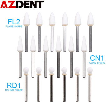 AZDENT 12Pcs/Pack Dental Polishing Stone Handpiece Polishing Burs FG Cone Flame White Stone Tools Dentist Tool Teeth Whiting
