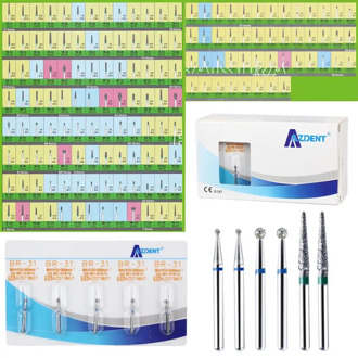 AZDENT 25 pcs/5 Pack Dental Diamond Burs Tooth Drill for High Speed Handpiece Teeth Polishing Dentist Tool 150 Types