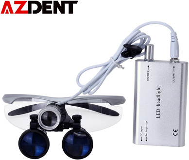 Azdent 3.5X Magnification Binocular Dental Loupe Surgical Magnifier with Headlight LED Light Medical Operation Loupe Lamp