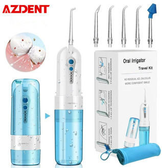 AZDENT AZ-007 AZ-008Pro Oral Irrigator USB Recharge Cordless Water Teeth Cleaner Travel Foldable 5 Jet Tips 4 Modes Adult Child