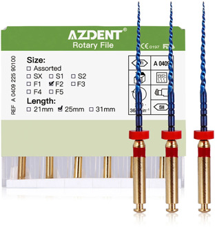 AZDENT Dental Engine Use File NiTi Super Rotary Heat Activated Endodontic Canal Root Files 25mm SX-F3 6Pcs/Pack