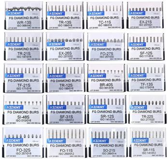 AZDENT Dental FG Diamond Burs Drills For High Speed handpiece Super Coarse Diamond Abrade Crown Cavity Preparation 10 pcs/box
