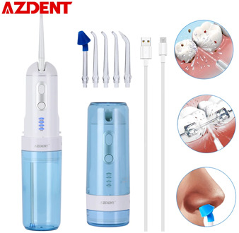 AZDENT Detachable Oral Irrigator 4 Modes Travel Electric Teeth Cleaner 5 Jet Tips USB Charger 200ml Water Tank IPX7 Waterproof