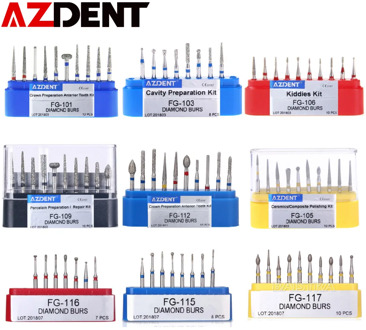 AZDENT Dia.1.6mm Dental Diamond Burs Drills High Speed Handpiece Polishing Whitening Tools Dental Burs for Teeth Whitening