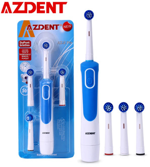 AZDENT New Hot Electric Toothbrush Rotary Tooth Brush AA Battery Power Deep Clean No Rechargeable with 4 Replacement Teeth Heads