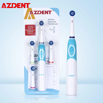 AZDENT Rotating Electric Toothbrush Battery Power with 4 Brush Heads Oral Hygiene Care No Rechargeable Tooth Brush Oral Cleaning