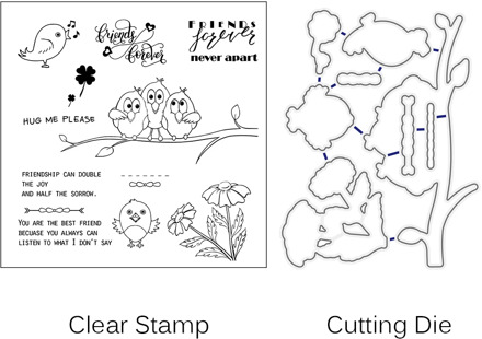 AZSG YCCD-426 Singing Birds Clear Stamps Cutting Dies Set for DIY Scrapbooking/Photo Album Decorative Craft Chapte