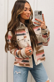 Azteekse Patroon Corduroy Jasje Ivoor