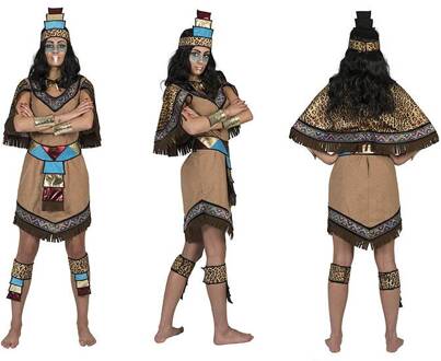 Azteken kostuum vrouw Bruin - Kastanje