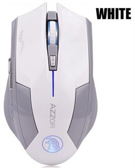 Azzor Opgeladen Stille Draadloze Muis Mute Knop Geruisloze Optical Gaming Muizen 2400 Dpi Ingebouwde Batterij Voor Pc Laptop computer wit
