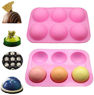 B 1/2PCS DIY Ball Sphere Mold Silicone Cake Pastry Chocolate Candy Mould Kitchen Decorating Soap Jelly Mold Food Grade 6Holes