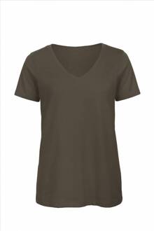 B&C Basic dames t-shirt v-hals - Kleur: Wit, Maat: S