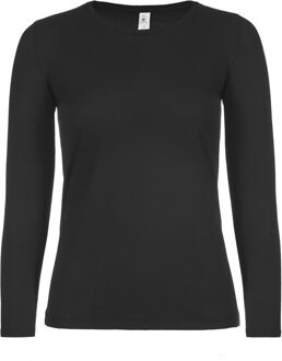 B&C Basic longsleeve t-shirt - zwart - dames - katoen - 145 grams 2XL