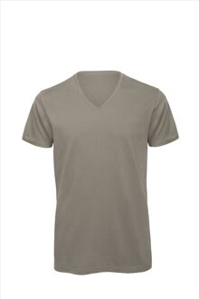 B&C heren t-shirt v-hals - Kleur: Lichtgrijs, Maat: S
