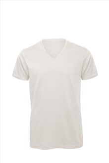B&C heren t-shirt v-hals - Kleur: Wit, Maat: XL