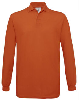 B&C Oranje polo t-shirt met lange mouw 2XL