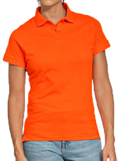 B&C Oranje poloshirt / polo t-shirt basic van katoen voor dames