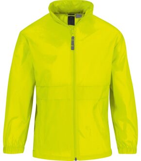 B&C Regenjas - kinderen - fluor geel - sirocco windjas - nylon