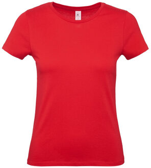 B&C Rood basic Dames t-shirt - met ronde hals - katoen - 145 grams - shirts / dameskleding