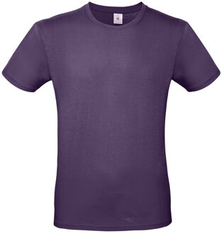B&C Set van 2x stuks paars basic t-shirt met ronde hals voor heren van katoen, maat: M (50)