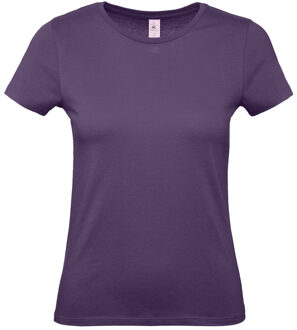 B&C Set van 2x stuks paars basic t-shirts met ronde hals voor dames van katoen, maat: L (40)