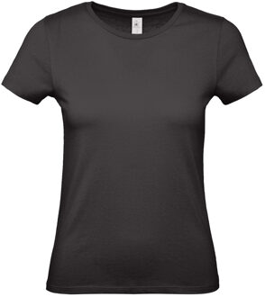B&C Set van 2x stuks zwart basic t-shirts met ronde hals voor dames van katoen, maat: 2XL (44) - XXL