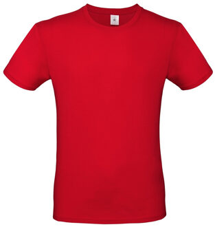 B&C Set van 3x stuks rood basic t-shirt met ronde hals voor heren van katoen, maat: S (48)