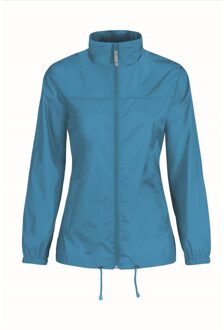 B&C Windjas/windbreaker - dames - aquablauw - met capuchon